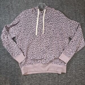 Buffalo David Bitton Women Leopard Print Hoodie Sweatshirt Lavender Grey Size S